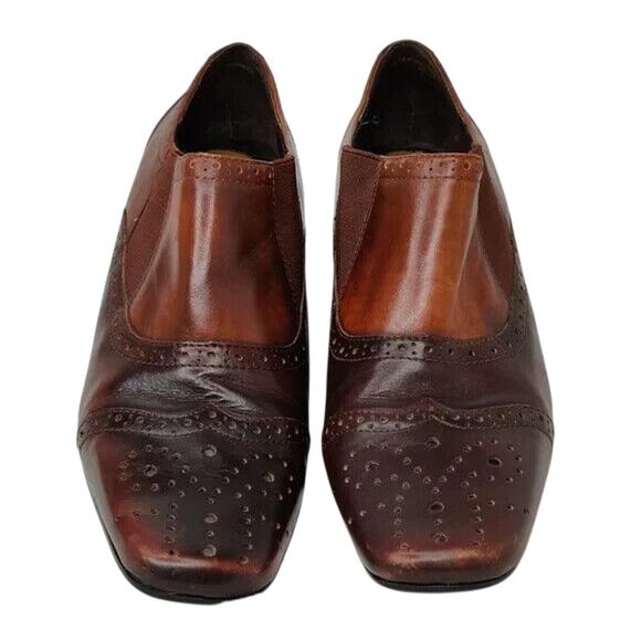 Vintage Brown square toe ankle booties sz 9 - Picture 2 of 6